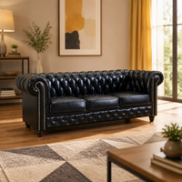 Ensemble de canapés classiques de style américain pour la maison, canapé-lit Chesterfield en cuir rembourré pour hôtel, appartement, villa, salon