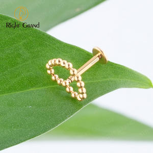 Implantaat Kwaliteit Titanium Astm F136 Kralen Holle Hartvorm Tragus Labret Piercing Oorknopjes - Product Image 3