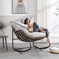 Large Oversized Papasan Indoor Rocking Chair Outdoor Rocker Comfy Wicker Egg Chairs for Outside Porch Patio Backyard Balcony