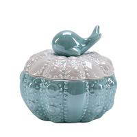 BEST Pot en céramique style nordique, écologique et non toxique, pour le rangement de bijoux, le thé parfumé et comme ornement décoratif (motifs poisson et baleine)