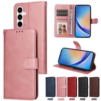 Étui portefeuille à rabat en cuir PU pour Samsung A35 A55 5G, avec emplacement pour cartes, pour hommes, femmes et filles