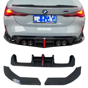 High quality AE srtle Dry Carbon Fiber LED rear diffuser with splitter lip for G80 M3 G82 M4 rear bumper lip 2019+