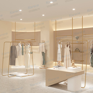 Kainice sang trọng thép không gỉ Boutique vàng Tường treo quần áo Rack hiển thị kim loại quần áo treo Rack hiển thị cho các cửa hàng - Product Image 1