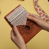 17-Key Sapele Wood Kalimba Thumb Piano & Bassoon Educational Toy for Kids & Adults Portable Gift with Hammer Tune