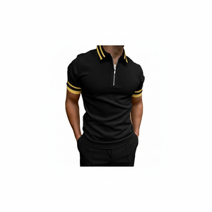 เสื้อยืดกอล์ฟผ้าฝ้าย100% สำหรับผู้ชายเสื้อกีฬาทรงพอดีตัวเรียบง่ายพิมพ์ลายโลโก้ตามสั่ง - Product Image 1