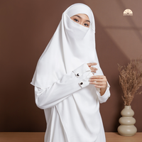 Ensemble Abaya Premium Blanc en Coton Marbella Solide Respirant Séchage Rapide avec Khimar Français – Vêtement Islamique Modeste Élégant Coupe Ample – Idéal Cadeau