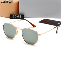 Lunettes de soleil hexagonales de luxe pour homme et femme, monture en métal noir, verres vert foncé anti-lumière bleue UV400, style vintage rétro, petite monture, OEM