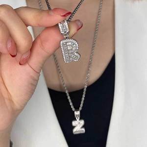 Collier pendentif en zircon avec initiales <span class=keywords><strong>de</strong></span> l'alphabet arabe A-Z 26 lettres, bijoux hip-hop tendance - Product Image 5