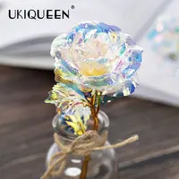 24K Gold Foil Dipped Plastic Artificial Galaxy Rose Flower
