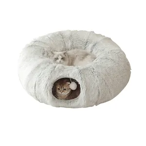 Multifunzionale 2-in-1 Cat Nest Cat Tunnel peluche Warm Pet Nest pieghevole Cat Tunnel Nest Dog House