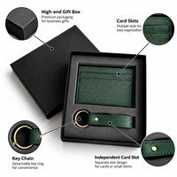 Ensemble porte-cartes en cuir avec logo personnalisé OEM, porte-clés, emballage cadeau de luxe pour promotion d'entreprise, cadeau du Nouvel An