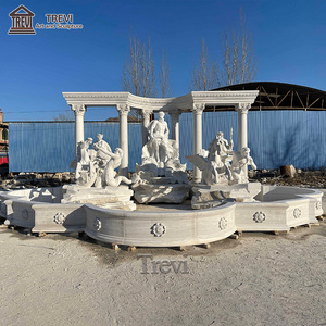 Hermosa FUENTE DE <span class=keywords><strong>Trevi</strong></span> de agua de mármol piedra tallada de jardín al aire libre blanco grande - Product Image 2