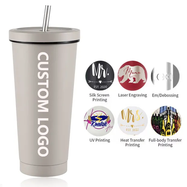 Customize Eco-Travel Keep Hot Keep Cold Stainless Steel Coffee Skinny Mug Tumbler Cups With Straw And Lid