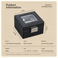 Boîte de rangement pour montres en cuir PU avec couvercle transparent, étui de présentation pour montres mécaniques, coffret cadeau pour collectionneur de montres avec métal