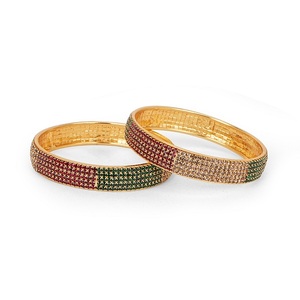 Elegant Metal Kada Bangle with White Green and <b>Red</b> Stone Embellishment Traditional Indian Ethnic <b>Bracelet</b> Jewelry for Women - Product Image 1