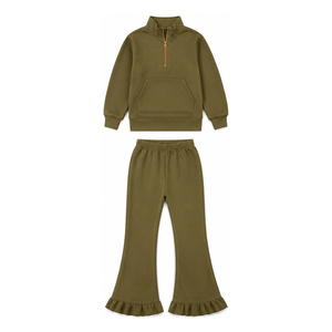Sudadera personalizada con media cremallera para bebés niñas, de algodón orgánico y elastano, suave y más gruesa, para otoño, ideal para conjuntos festivos y ropa a juego para hermanas, venta al por mayor - Product Image 4
