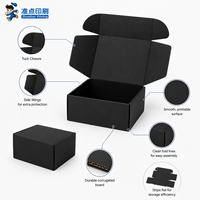 Boîte d'expédition pliable en carton ondulé noir mat, recyclable, minimaliste haut de gamme, avec impression de logo personnalisé pour l'emballage de parfums