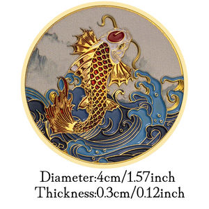 เหรียญจีนรูปปลาคราฟนำโชค ชุบทองและเงิน ของสะสม ของที่ระลึก ของขวัญมงคล - Product Image 3