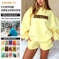 Vêtements pour femmes, sweat-shirt personnalisé avec logo brodé, 100% coton, molleton français, pulls roses unis, ensemble de sweat-shirts unisexes à col rond