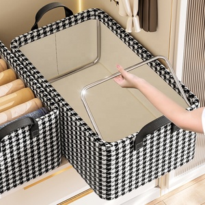 Kotak Penyimpanan Lipat Motif Houndstooth untuk Celana Jeans, Pembagi Lemari Pakaian, Tempat Penyimpanan yang Dapat Dicuci, Pengatur Pakaian Lemari, Harga - Product Image 3