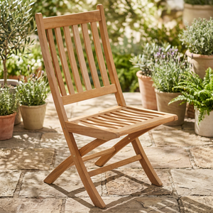 Chaise de jardin pliante en teck au design moderne, mobilier d'extérieur en bois massif avec pieds sabre, imperméable et durable - Product Image 4