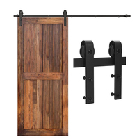 Kit de quincaillerie pour porte de grange en acier moulé massif, revêtement noir, étanche, avec roulettes supérieures de 3 pieds pour mini-porte de grange en bois - Vente en gros