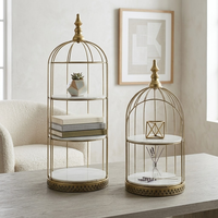 Nouveauté : Présentoir de Luxe à 3 Niveaux en Forme de Cage à Oiseaux Dorée, Plateau de Service Moderne en Métal pour Desserts, Idéal pour Mariages, Fêtes et Décoration Intérieure de Boutiques