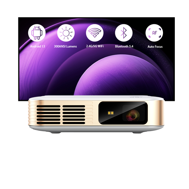 High Quality 300 ANSI Lumens Native Pico LED Projector 4K Portable White Smart Mini Home Theater 1080P Mini Beamer with 2GB RAM