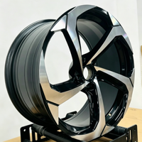 Jantes JWYC 17-19 pouces 5x114.3 5x100 Flow Formed, finition noire usinée, 5 branches, type turbine, compatibles Civic WRX
