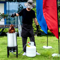 Kit de cuisson extérieur complet en aluminium de 30 Qt avec brûleur au propane, friteuse à dinde et marmite à fruits de mer, incluant un couvercle pour Thanksgiving