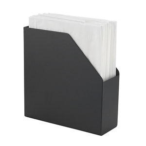 Stainless Steel Napkin Holder <b>Black</b> With Wooden Base Large Size For Dining Room - Product Image 1
