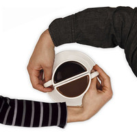 Duo designer cups Deux en un Unique Tasse à Latte blanche Tasse à café en céramique avec soucoupe