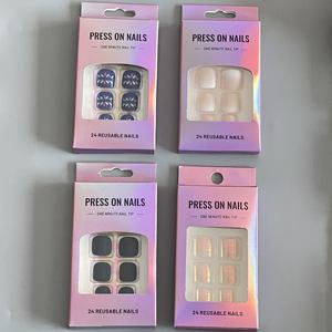 Boîte de 24 <span class=keywords><strong>faux</strong></span> <span class=keywords><strong>ongles</strong></span> de pieds Aurora scintillants, à presser, pour nail art, couleur unie, avec outils diamantés - Product Image 5