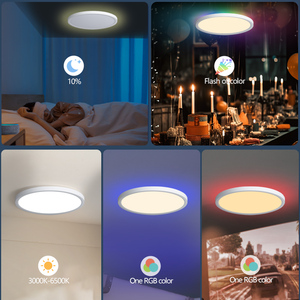 <span class=keywords><strong>Plafonnier</strong></span> <span class=keywords><strong>LED</strong></span> intelligent RGB avec télécommande, <span class=keywords><strong>plafonnier</strong></span> encastré WiFi compatible avec Alexa et Google Home, couleurs personnalisables pour salon - Product Image 6