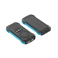 Batterie Externe Solaire 10000mAh en Gros avec Charge Rapide Sans Fil 15W, Câbles Intégrés Type-C/Lightning/Micro USB, Batterie Li-Polymère et Lumière LED