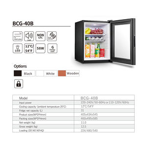 Réfrigérateur à boissons Vanace 40 litres <span class=keywords><strong>noir</strong></span> Mini réfrigérateur à <span class=keywords><strong>porte</strong></span> en verre sans bruit - Product Image 2