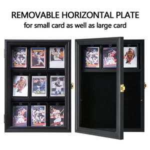 Vitrine murale verticale 9 emplacements pour <span class=keywords><strong>cartes</strong></span> à collectionner, noire <span class=keywords><strong>avec</strong></span> serrure dorée, en acrylique anti-UV, boîte à <span class=keywords><strong>cartes</strong></span> sportives pour <span class=keywords><strong>cartes</strong></span> - Product Image 4
