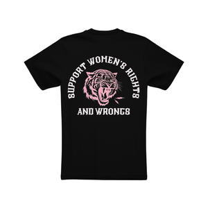 T-shirt da donna femminista in cotone nero con scollo rotondo e maniche corte, stampa grafica, supporta i diritti e i diritti dei diritti delle donne - Product Image 1