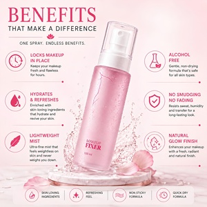 Spray Fijador de Maquillaje Vegano, Resistente al Agua, Control de Grasa, Acabado Luminoso, 100 ml, Larga Duración, Marca Privada, Color Rosa - Product Image 4