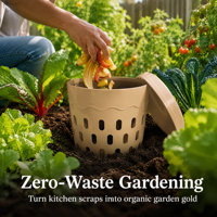 Composteur encastrable avec couvercle, aéré et adapté aux vers, en plastique, pour jardin, potager, déchets alimentaires et recyclage organique