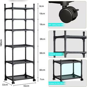 Wholesale Modern Movable 6-Tier Rolling Carbon Steel Shelves <b>Standing</b> Type Durable Kitchen Storage Trolley Wheels 40x32x170cm - Product Image 3