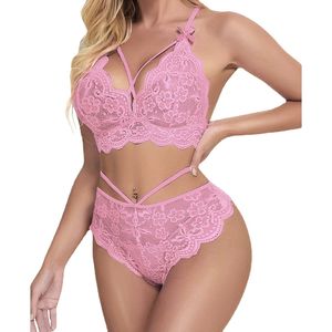 Damen größe <span class=keywords><strong>XXL</strong></span> Night robe Exotic Lace BH Brief Set Schleifen kragen Sexy Blumen druck Dessous Spandex ärmelloses Plus für den Sommer - Product Image 5