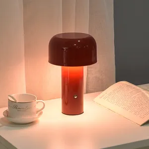 Modern Wireless Red mini Recharge Hotel bedside USB LED Table Desk Lamps Mushroom Night Lights Small Table Lamp