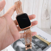 Bracelet de montre pour femme en chaîne métallique à pompons, compatible avec IWatch 1 2 3 4 5 6 SE