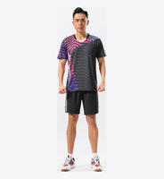 Jersey Badminton Custom Motif Zigzag Abu-abu Tua Ungu Sublimasi Cepat Kering Bernapas Kaos Olahraga Tim Tenis Meja