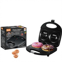 Machine à beignets électrique avec chauffage double face et revêtement antiadhésif 750W, mini appareil de cuisson domestique pour crêpes et gaufres