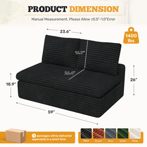 Sofá Modular de Corduroy Moderno, Sin Necesidad de Ensamblaje, Sofá sin Brazos con Asientos Profundos para Sala de Estar, Apartamento y Oficina - Product Image 6