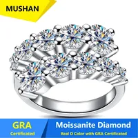 MUSHAN Luxus-Schmuck 925 Sterling Silber Ringband für Damen GRA-Zertifizierter Moissanit Diamant Smaragd D-Farbe Ringe Feiner Schmuck
