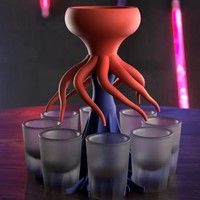 Distributeur de boissons en forme de pieuvre à huit sorties, en PET, design moderne et épuré, idéal pour les fêtes de Noël
