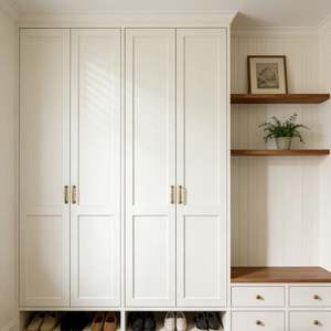 BALOM Italian Light Luxury Glass Door <b>Wardrobe</b> Walk in Closet Solid Wood <b>Storage</b> System With Handle Modern Bedroom Furniture - Product Image 5